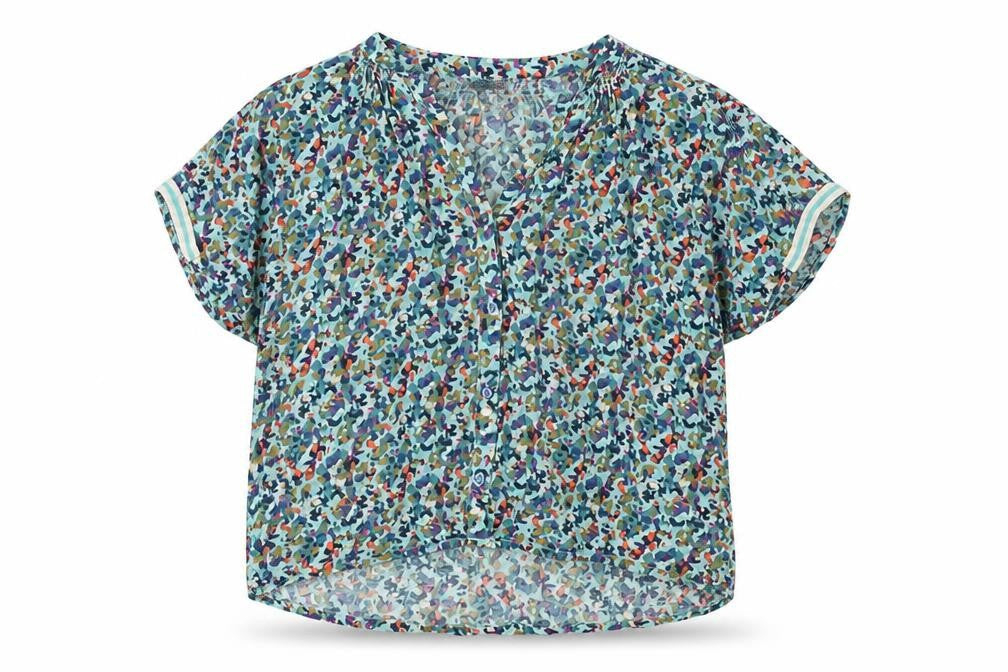 Miss Womens Multicoloured Geometric Viscose Basic T-Shirt Size 10 V-Neck
