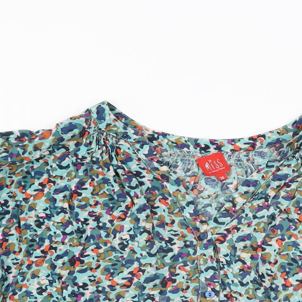 Miss Womens Multicoloured Geometric Viscose Basic T-Shirt Size 10 V-Neck