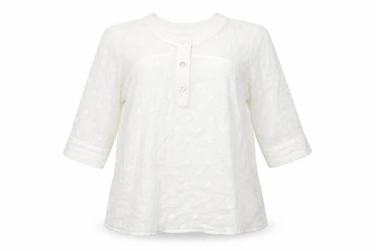 Allison Morgan Womens White Polka Dot Cotton Basic T-Shirt Size L Round Neck