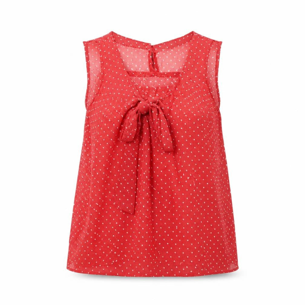 Miss Selfridge Womens Red Polka Dot Polyester Basic Blouse Size 6 Square Neck