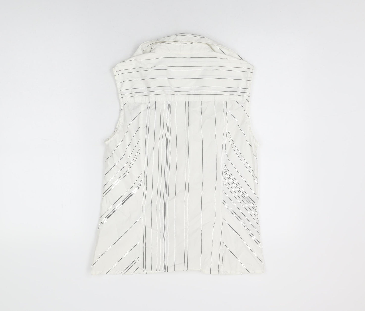 Betty Barclay Womens White Striped Cotton Basic T-Shirt Size 14 Collared