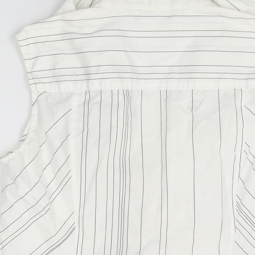 Betty Barclay Womens White Striped Cotton Basic T-Shirt Size 14 Collared
