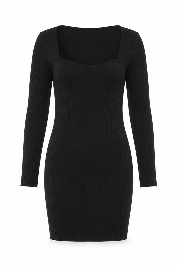 H&M Womens Black Polyester Bodycon Size M Sweetheart Pullover