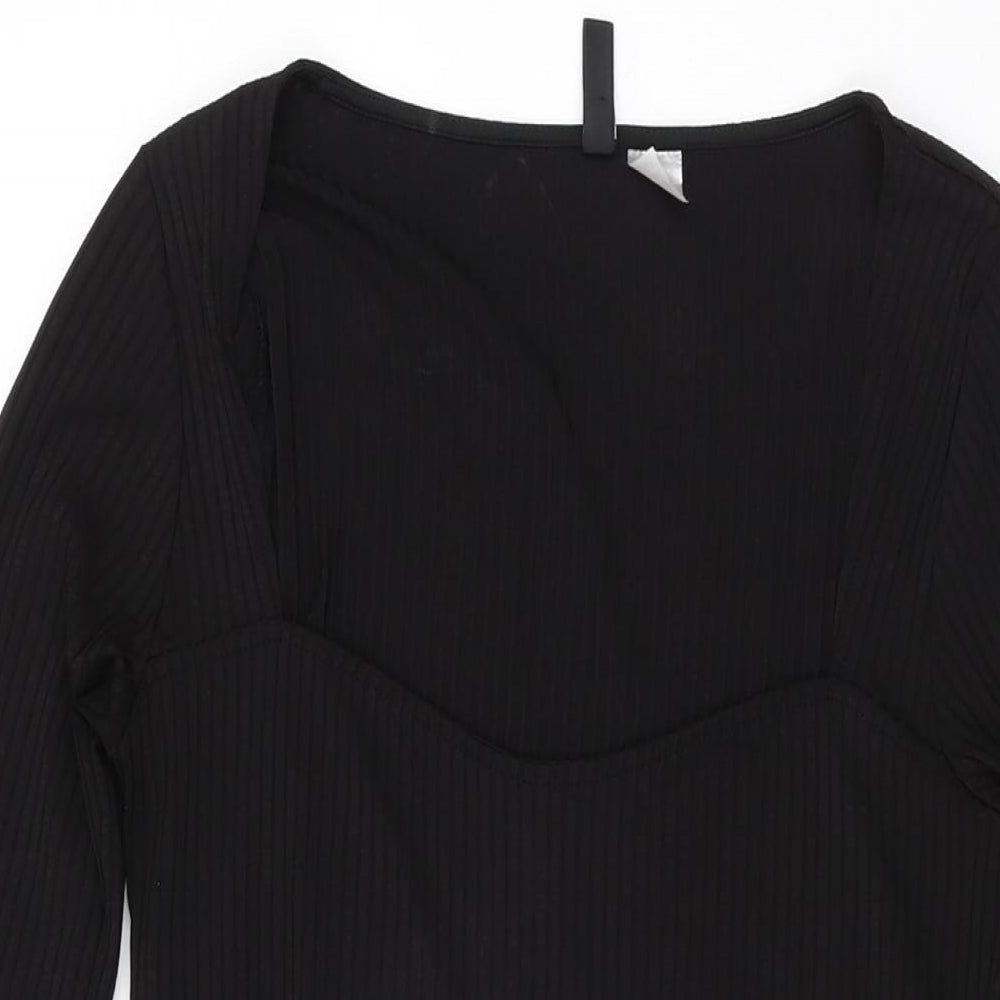 H&M Womens Black Polyester Bodycon Size M Sweetheart Pullover