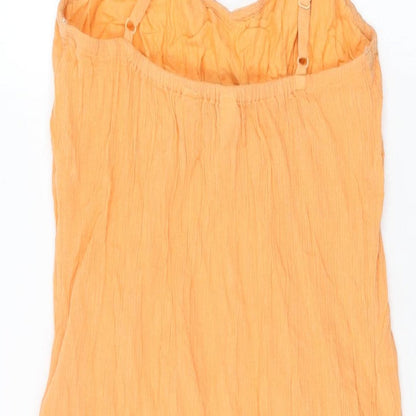 BHS Womens Orange Cotton Shift Size 10 V-Neck Pullover