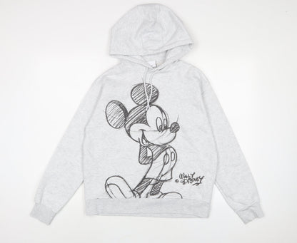 Preloved DISNEY' Womens Grey Cotton Pullover Hoodie Size XS Pullover - Front