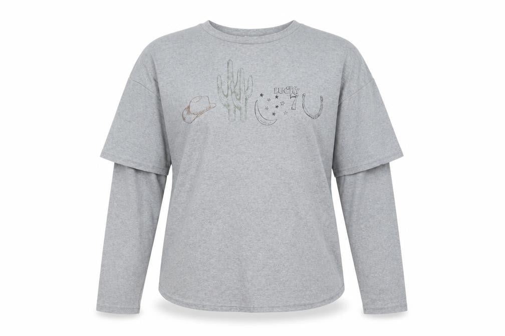 LABEL RAIL Womens Grey Cotton Basic T-Shirt Size 10 Crew Neck