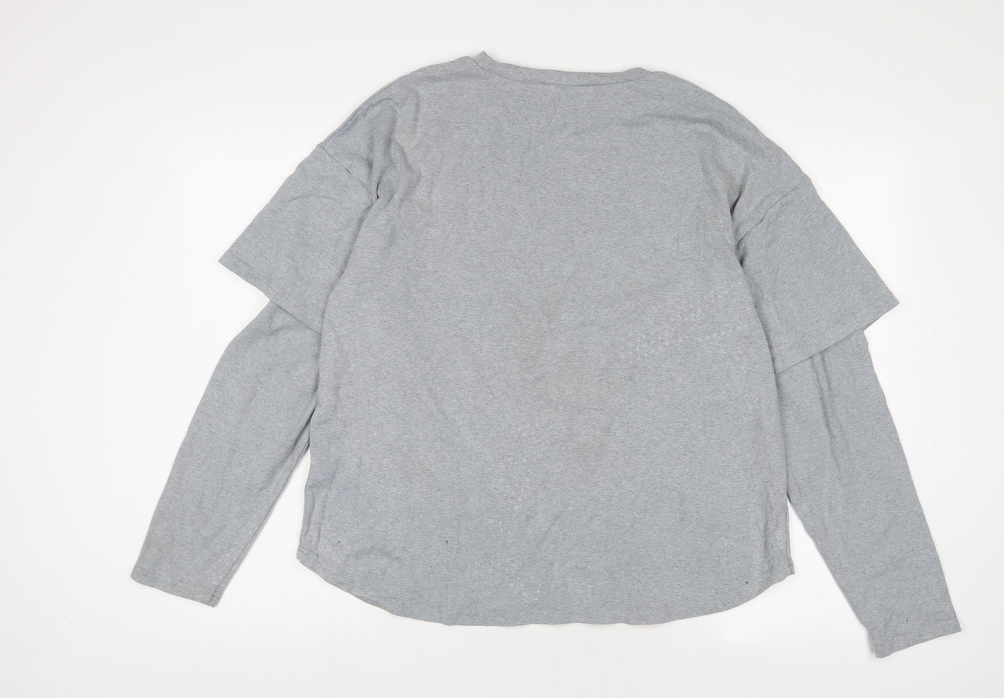 LABEL RAIL Womens Grey Cotton Basic T-Shirt Size 10 Crew Neck