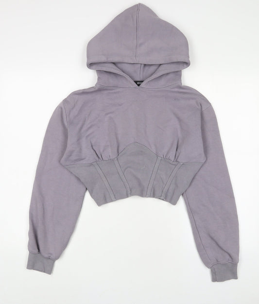 Missguided Womens Purple Cotton Pullover Hoodie Size 10 Pullover