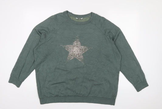 NEXT Womens Green Viscose Pullover Sweatshirt Size XL Pullover - Studded, Star