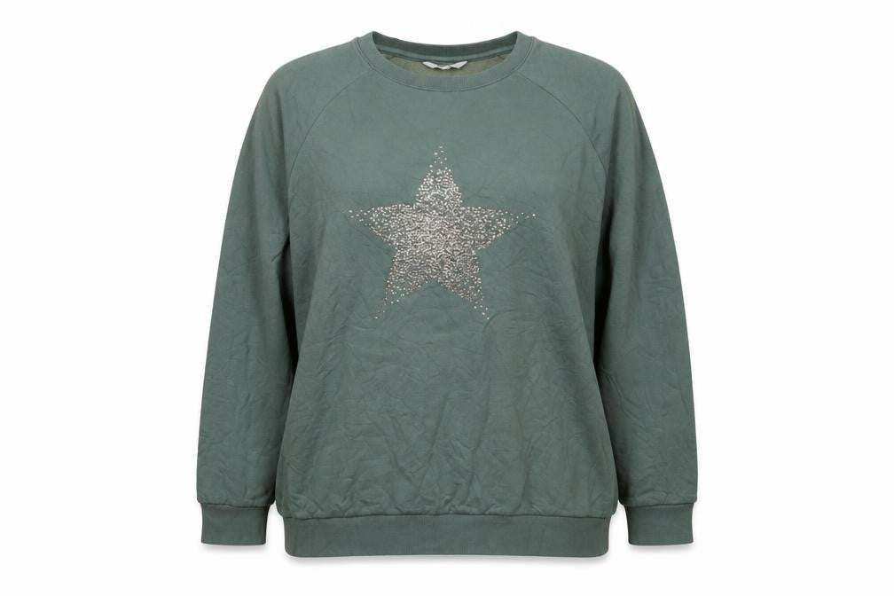 NEXT Womens Green Viscose Pullover Sweatshirt Size XL Pullover - Studded, Star