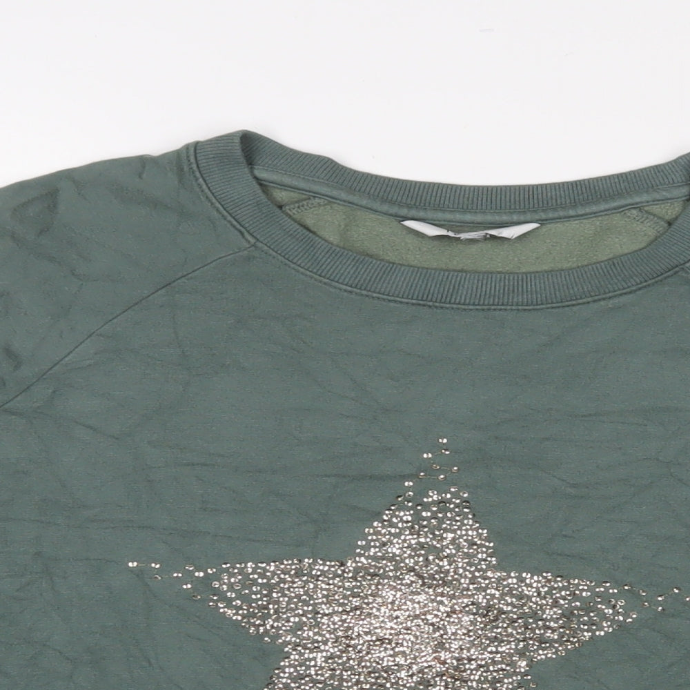 NEXT Womens Green Viscose Pullover Sweatshirt Size XL Pullover - Studded, Star