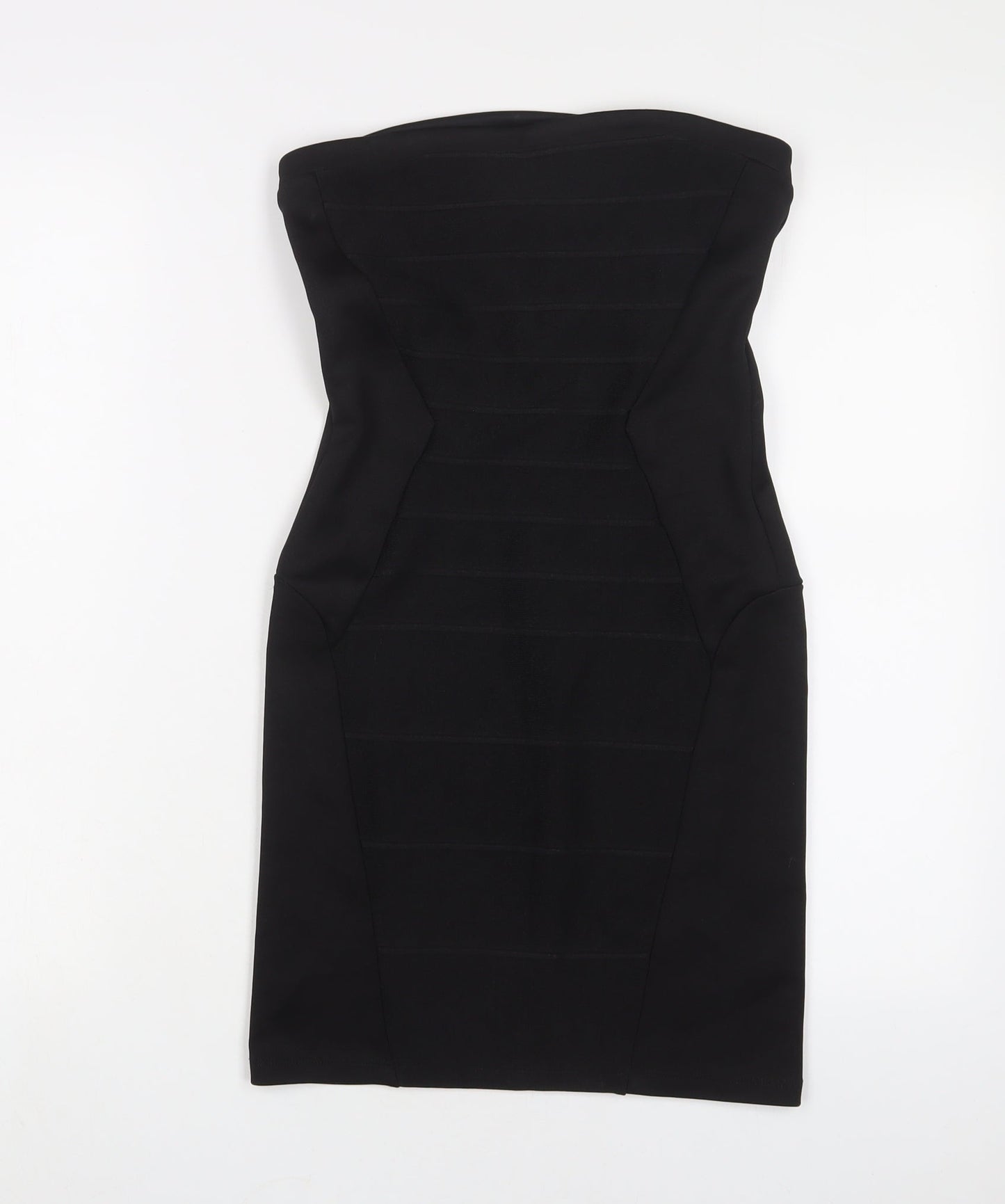 Topshop Womens Black Polyester Bodycon Size 8 Square Neck Zip