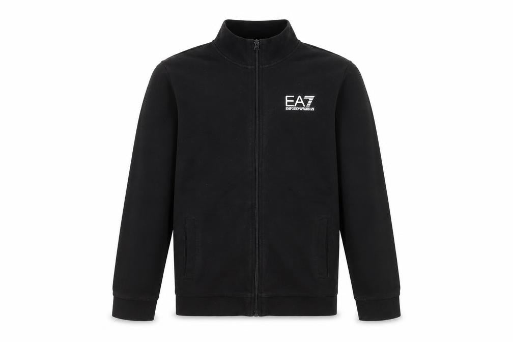 EA7 Boys Black Cotton Full Zip Sweatshirt Size 14 Years Zip