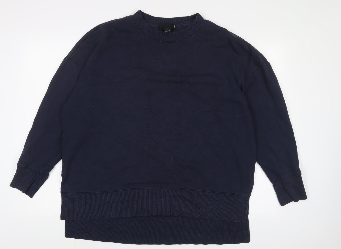 Monki Womens Blue Cotton Pullover Sweatshirt Size L Pullover