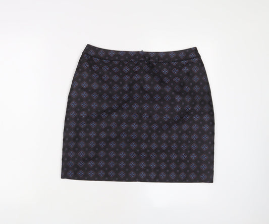 Warehouse Womens Multicoloured Argyle/Diamond Polyester A-Line Skirt Size 12 Zip