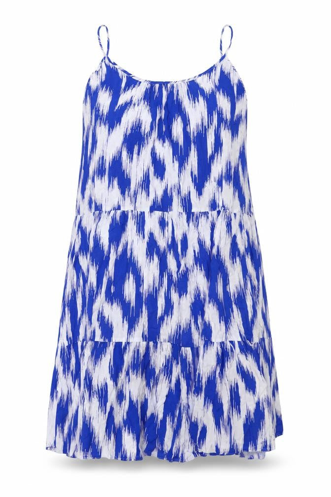 Marks & Spencer Womens Blue Geometric Viscose Tank Dress Size 12 Round Neck Pullover