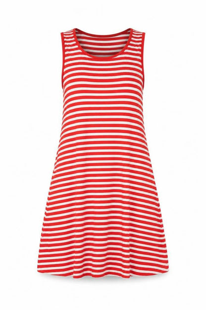Next Womens Red Striped Viscose A-Line Size L Round Neck Pullover