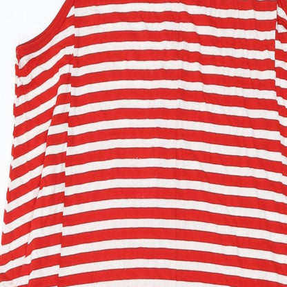 Next Womens Red Striped Viscose A-Line Size L Round Neck Pullover