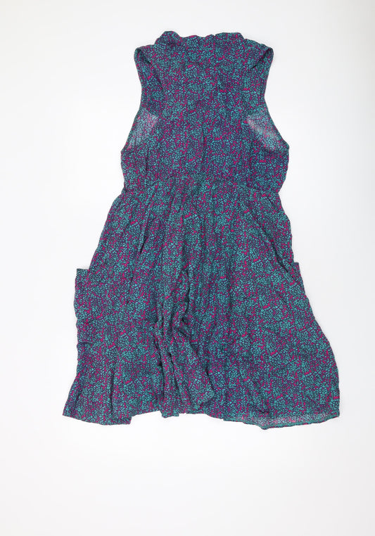Izabel Womens Multicoloured Floral Viscose A-Line Size 14 V-Neck Tie
