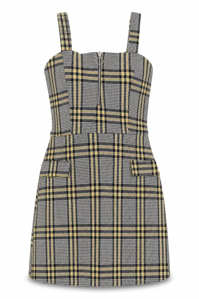Quiz Womens Grey Plaid Polyester Mini Size 12 Square Neck Zip