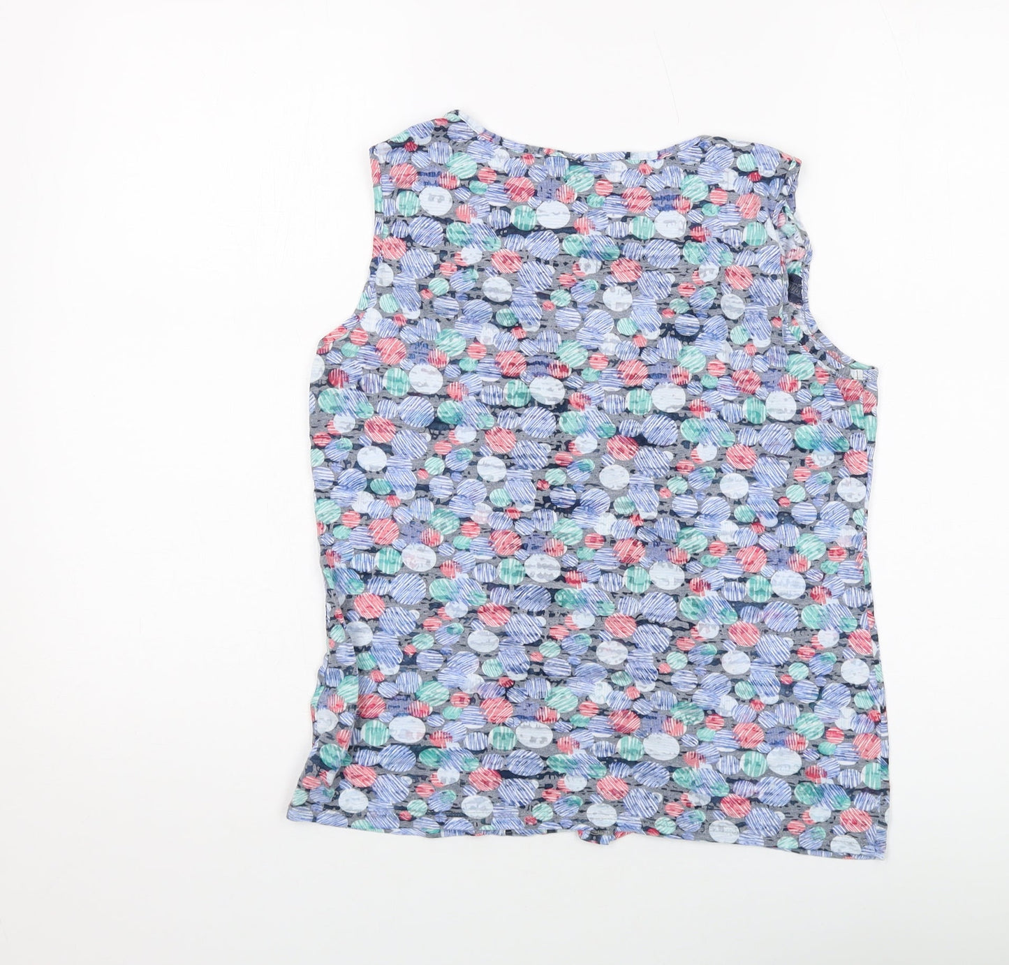 Per Una Womens Blue Geometric Cotton Basic Tank Size 12 Round Neck