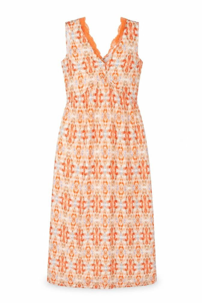 Marks & Spencer Womens Orange Geometric Modal A-Line Size 8 V-Neck Zip
