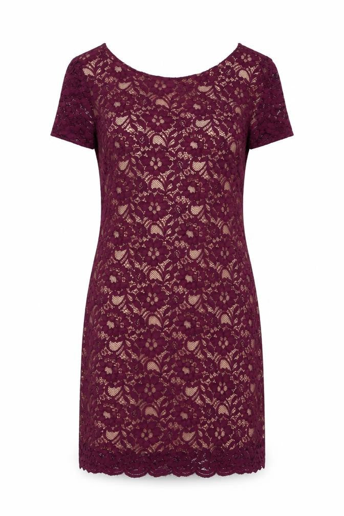 Oasis Womens Red Polyamide Sheath Size 14 V-Neck Zip