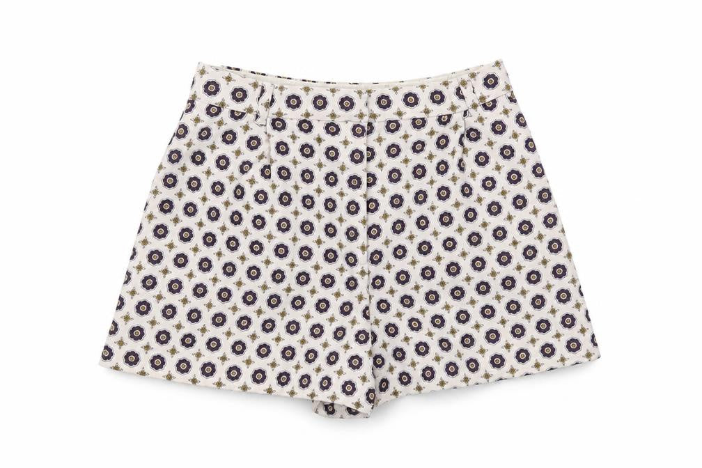 River Island Womens Beige Geometric Cotton Chino Shorts Size 8 L4 in Regular Zip