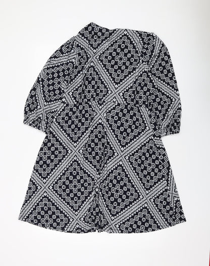 Marks & Spencer Womens Beige Geometric Viscose A-Line Size 18 Round Neck Pullover