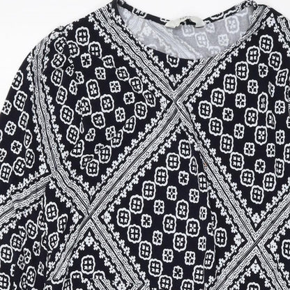 Marks & Spencer Womens Beige Geometric Viscose A-Line Size 18 Round Neck Pullover