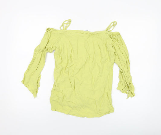 Wallis Womens Green Viscose Basic Blouse Size 10 Square Neck