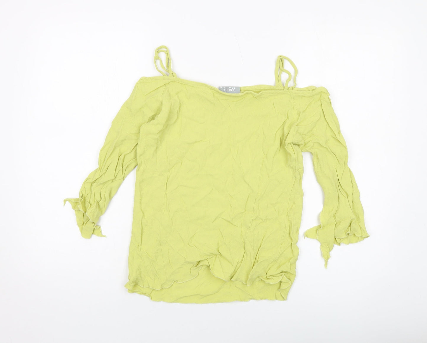 Wallis Womens Green Viscose Basic Blouse Size 10 Square Neck