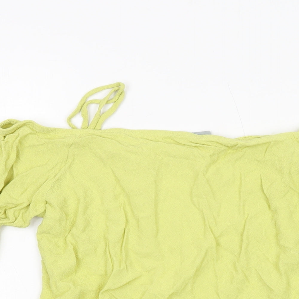 Wallis Womens Green Viscose Basic Blouse Size 10 Square Neck
