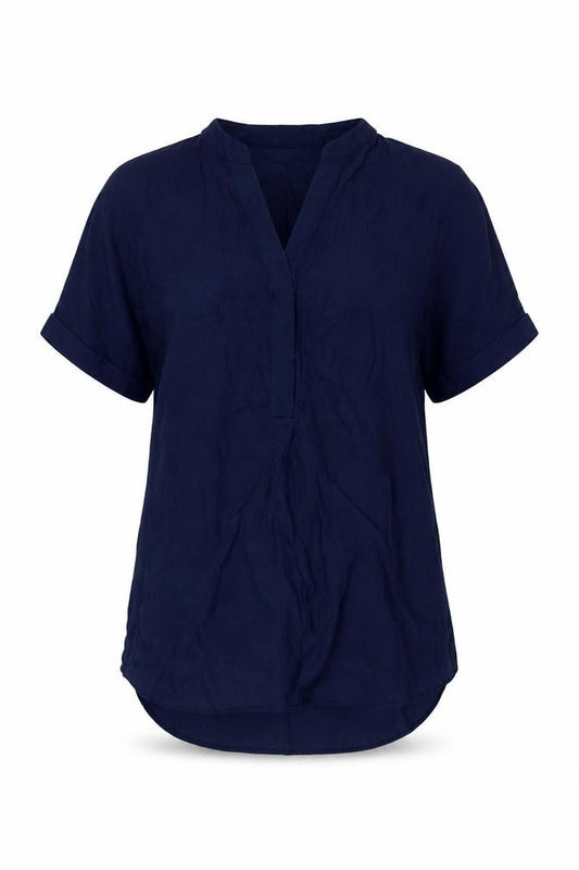 Marks and Spencer Womens Blue Viscose Basic Blouse Size 10 V-Neck