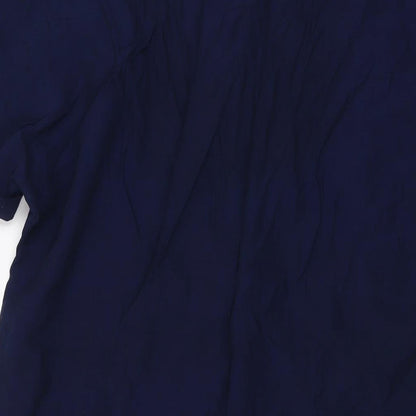 Marks & Spencer Womens Blue Viscose Basic Blouse Size 10 V-Neck