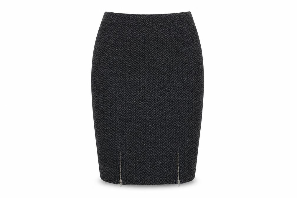 Masai Womens Grey Herringbone Cotton Straight & Pencil Skirt Size M
