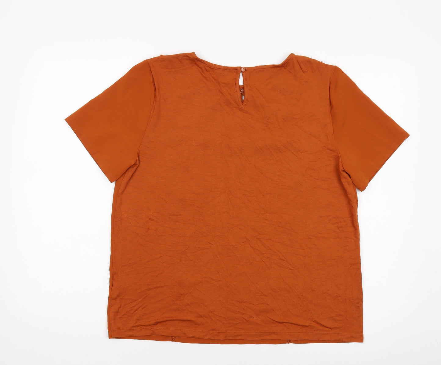 Marks and Spencer Womens Brown Viscose Basic T-Shirt Size 14 Round Neck