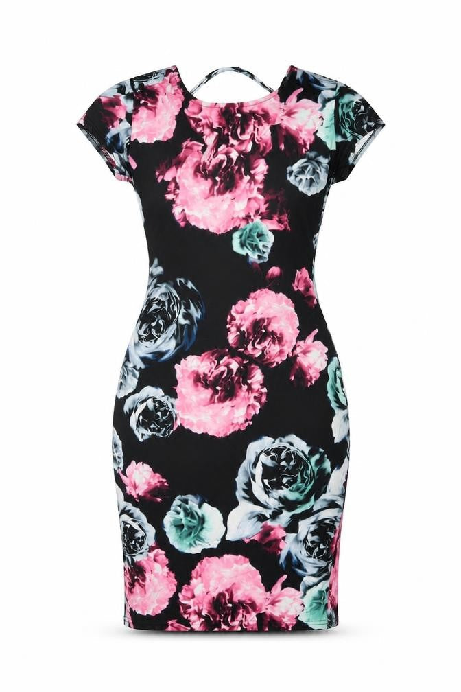 Quiz Womens Multicoloured Floral Polyester Bodycon Size 6 Round Neck Pullover
