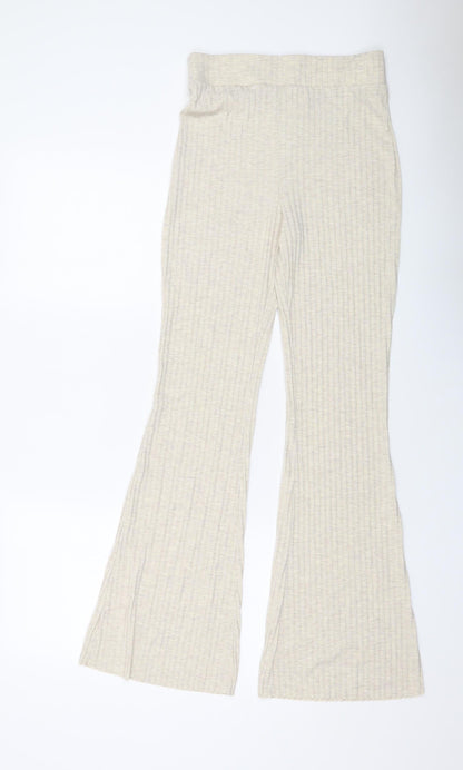 H&M Womens Beige Polyester Trousers Size S L31 in Regular