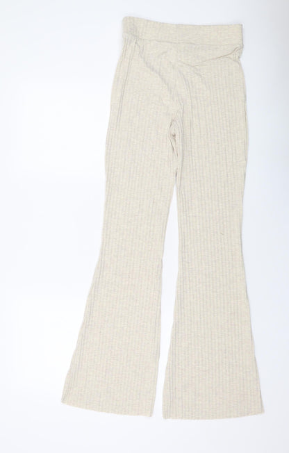 H&M Womens Beige Polyester Trousers Size S L31 in Regular