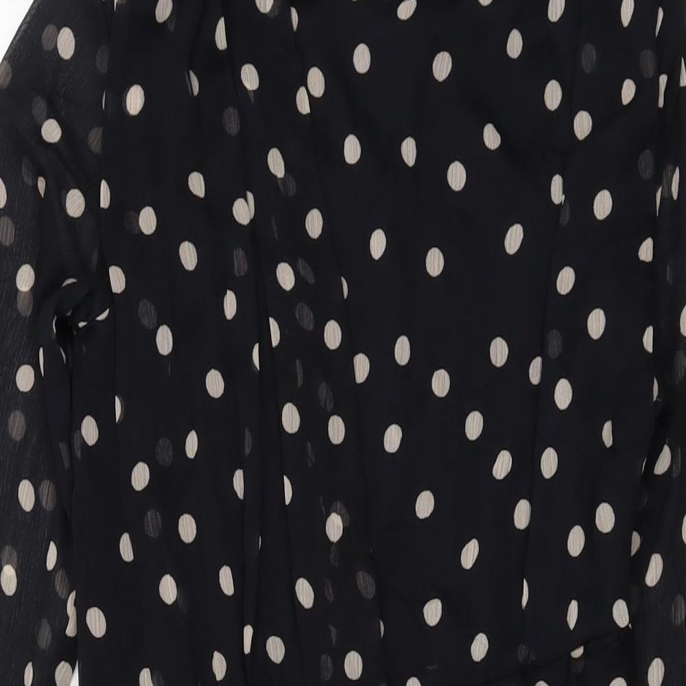 Zara Womens Beige Polka Dot Polyester Mini Size S Round Neck Button
