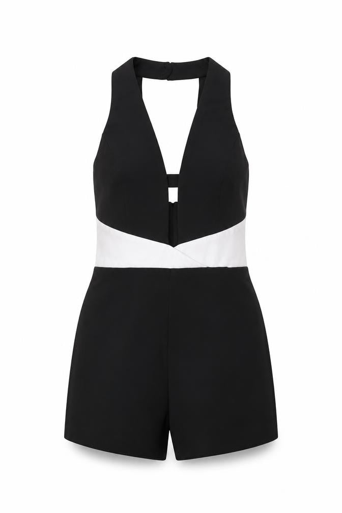 Miss Selfridge Womens Black Polyester Playsuit One-Piece Size 8 Zip