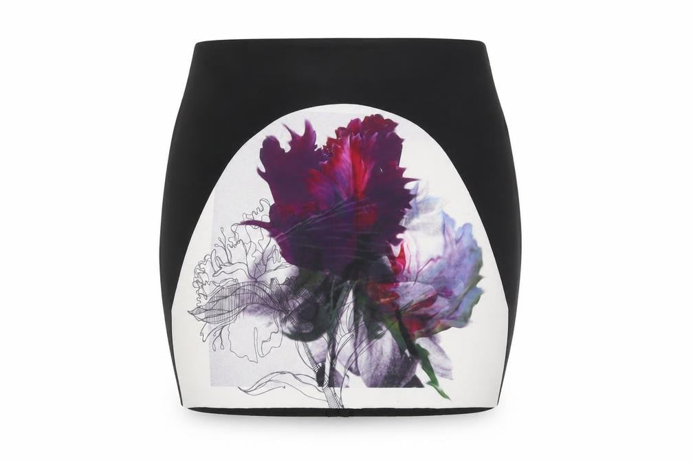 Missguided Womens Black Floral Polyester Mini Skirt Size 10 Zip