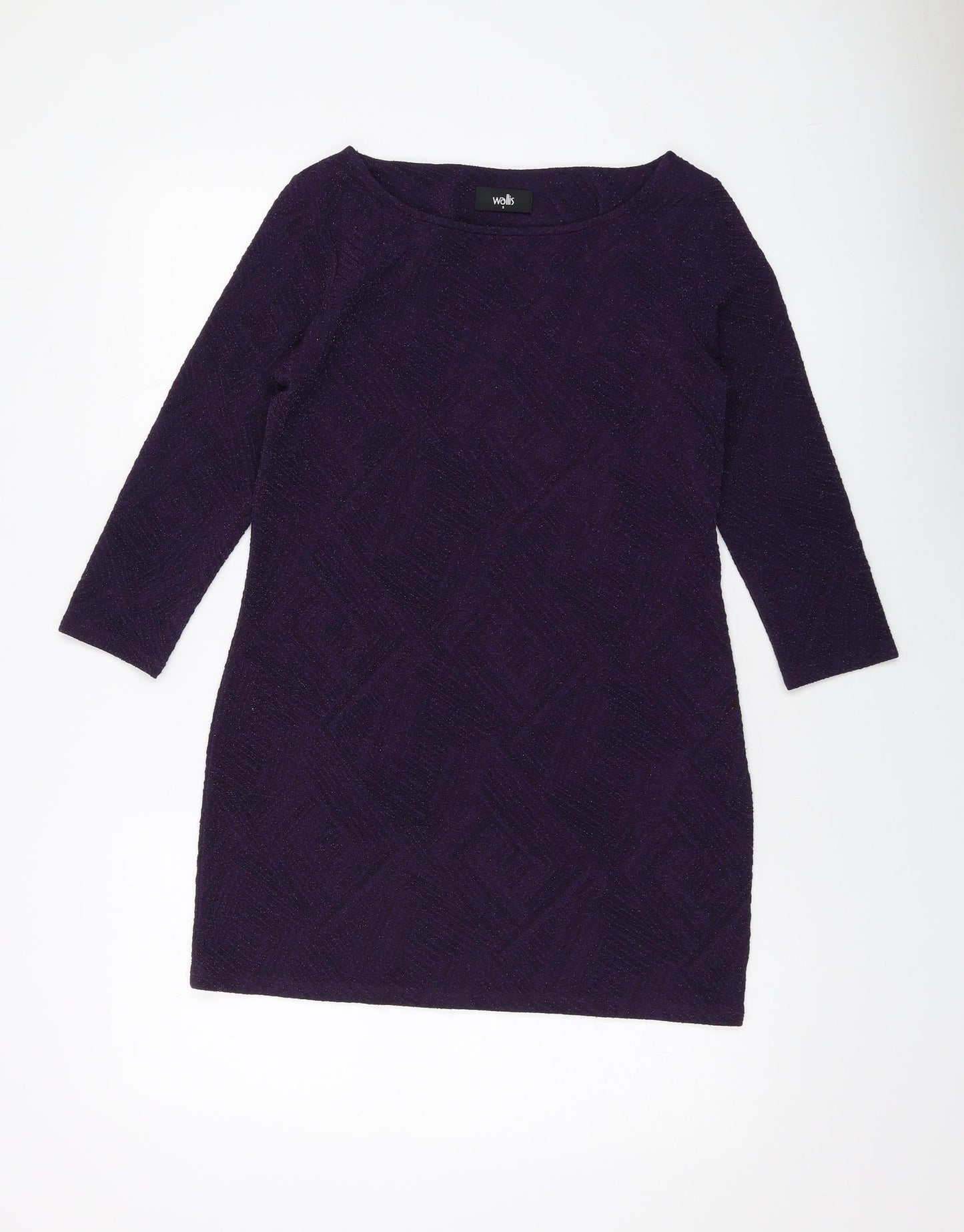 Wallis Womens Purple Polyester Basic Blouse Size S Round Neck