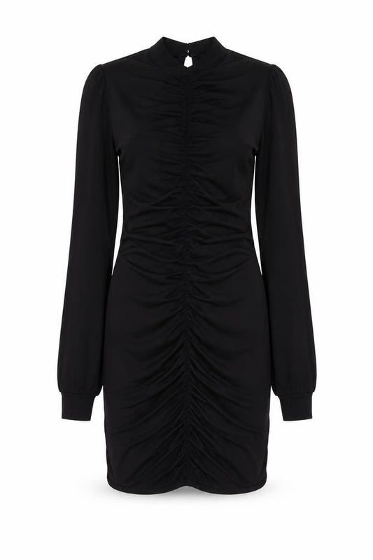 PRETTYLITTLETHING Womens Black Polyester Mini Size 8 Mock Neck Button