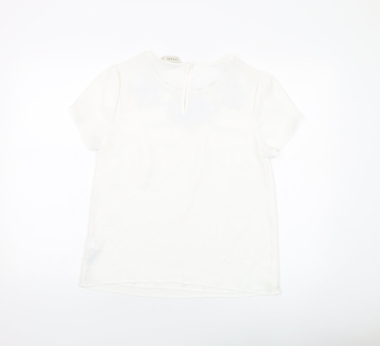 Oasis Womens White Polyester Basic T-Shirt Size 10 Round Neck
