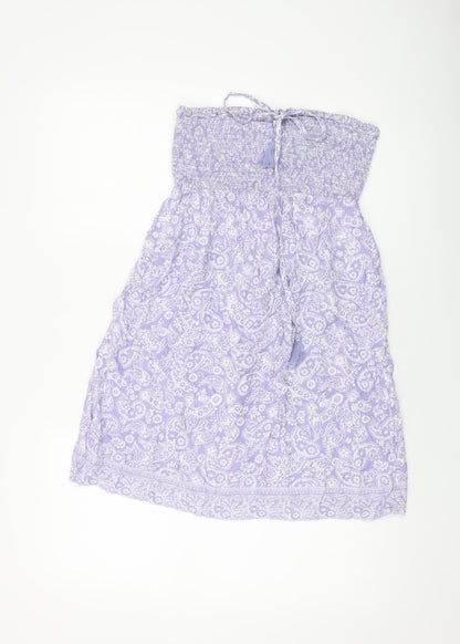 Additional front view of Accesorize women’s purple geometric viscose a-line, size UK 12, off the shoulder pullover