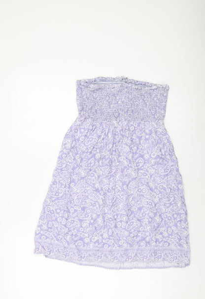 Back view of Accesorize women’s purple geometric viscose a-line, size UK 12, off the shoulder pullover