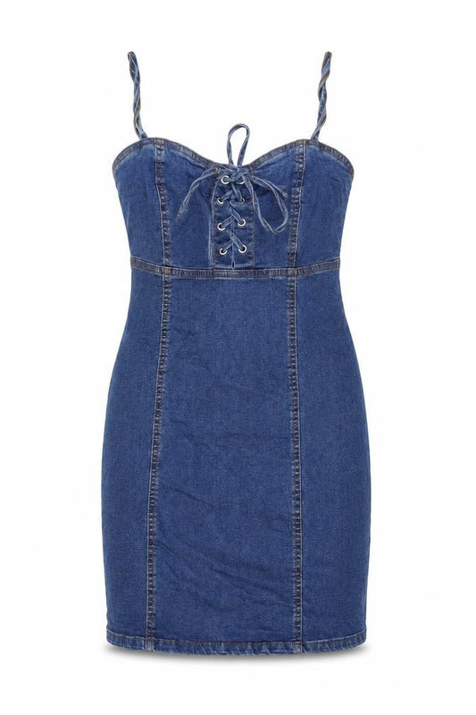 Denim & Co. Womens Blue Cotton Mini Size 8 Sweetheart Zip